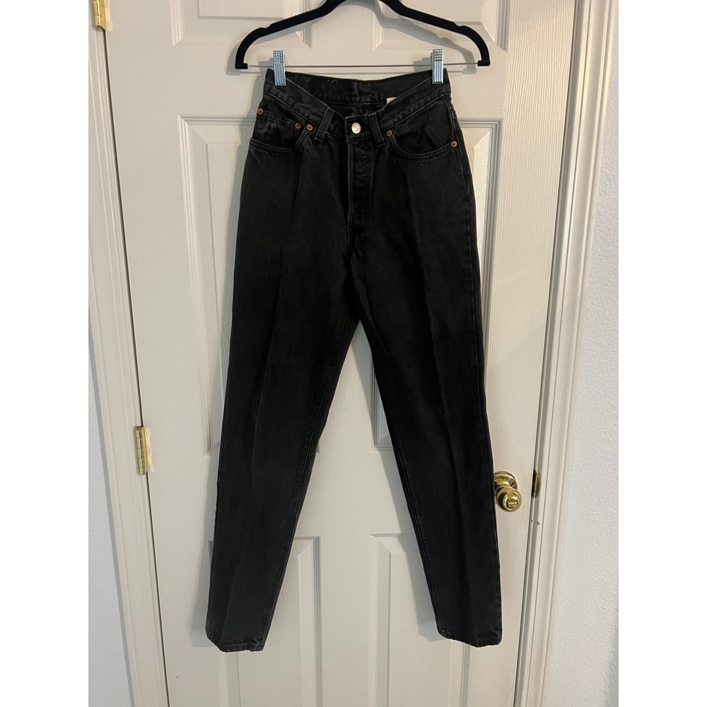 Vintage 90s Grunge Levi's 17501 Black Button Fly High Rise Jeans 5M